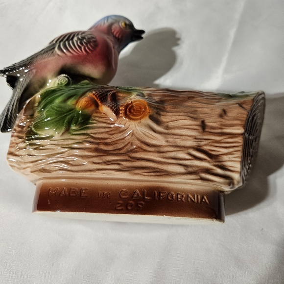 Vintage California Pottery Song Bird On Log Planter - Picture 2 of 4